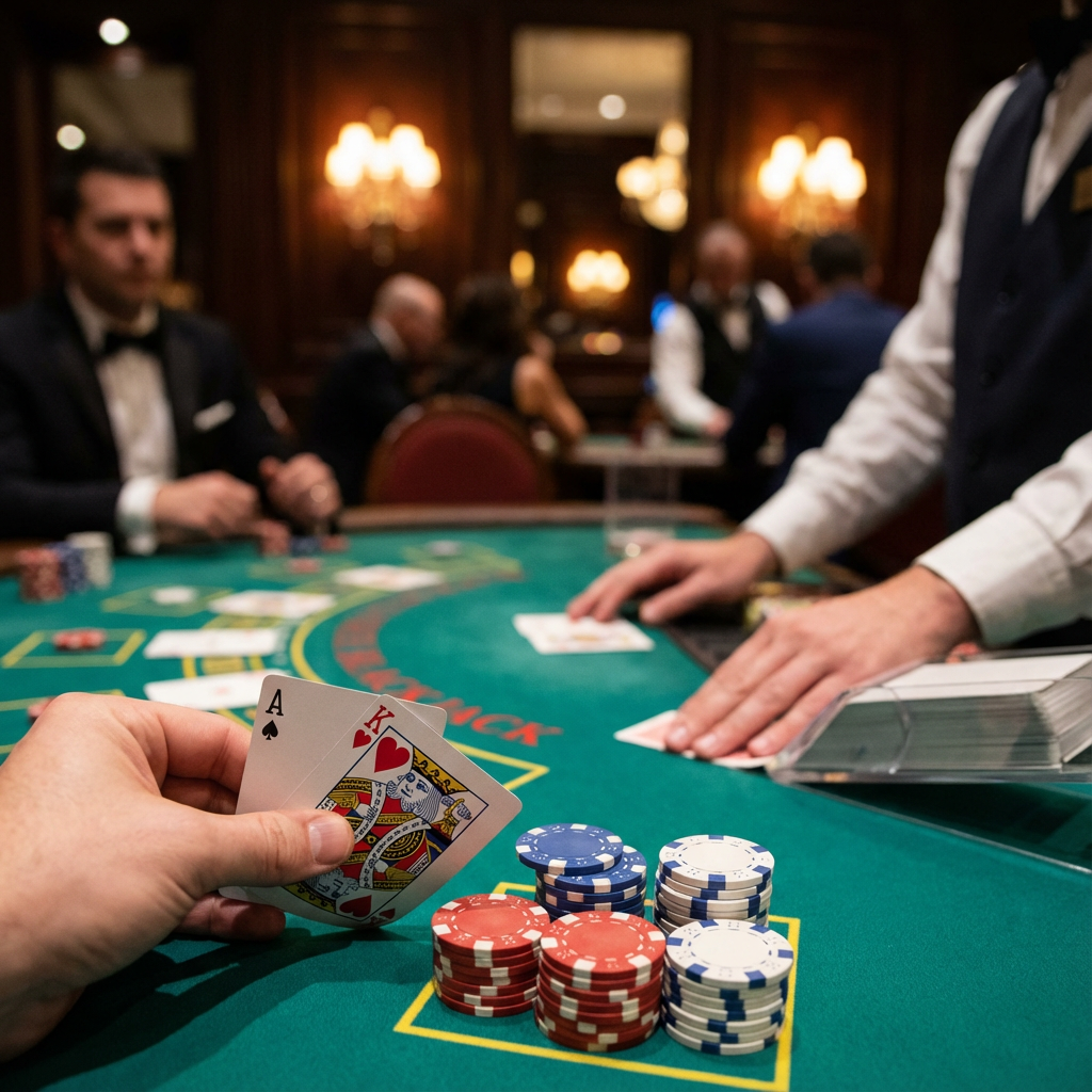 Mesa de Blackjack 144bet - Jogo de 21 com cartas e fichas